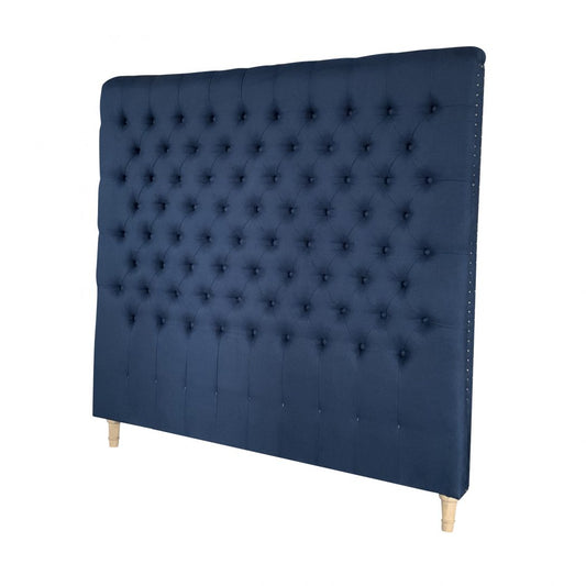 Chesterfield Fabric Panel Headboard - King - Navy Blue Linen