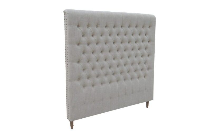 Chesterfield Fabric Panel Headboard - Queen - Natural Linen