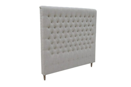 Chesterfield Fabric Panel Headboard - Queen - Natural Linen