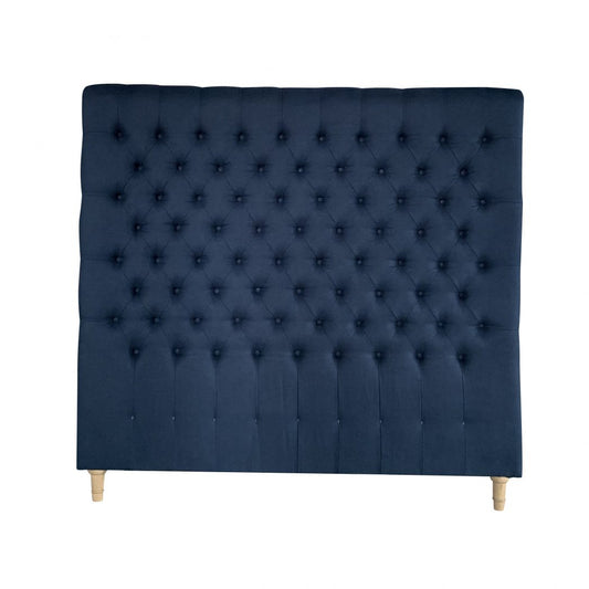 Chesterfield Fabric Panel Headboard - Queen - Navy Blue Linen