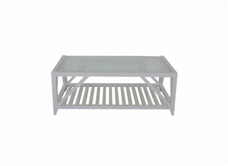 Cleveland Glass Top Coffee Table  - White