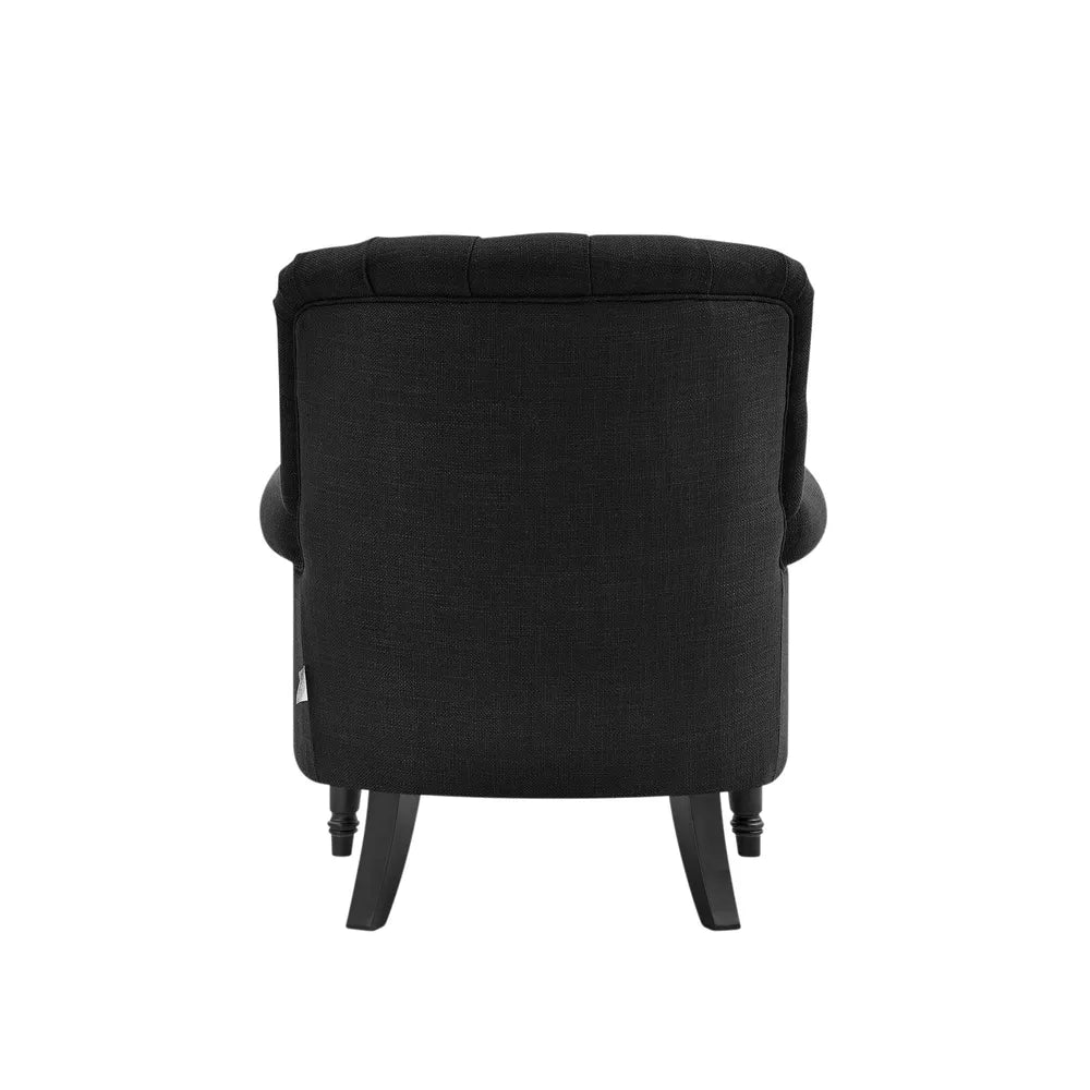 Cleveland Buttoned Charcoal Armchair with Studs