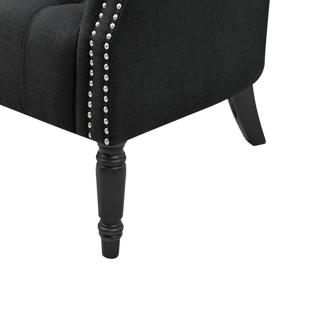 Cleveland Buttoned Charcoal Armchair with Studs