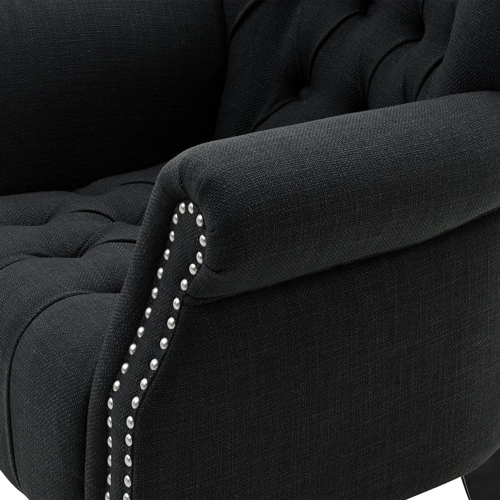 Cleveland Buttoned Charcoal Armchair with Studs