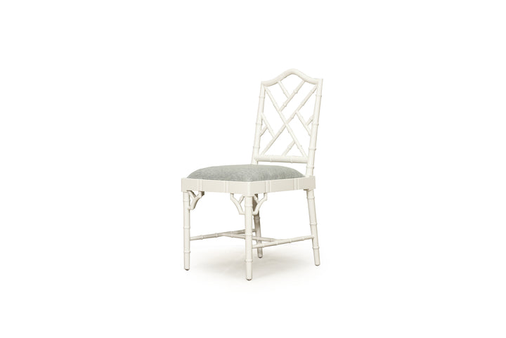 Cleveland Dining Chair - White with Duck Egg Fabric