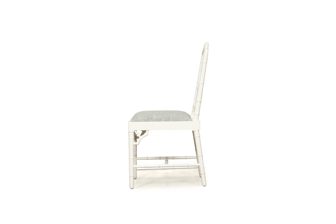 Cleveland Dining Chair - White with Duck Egg Fabric