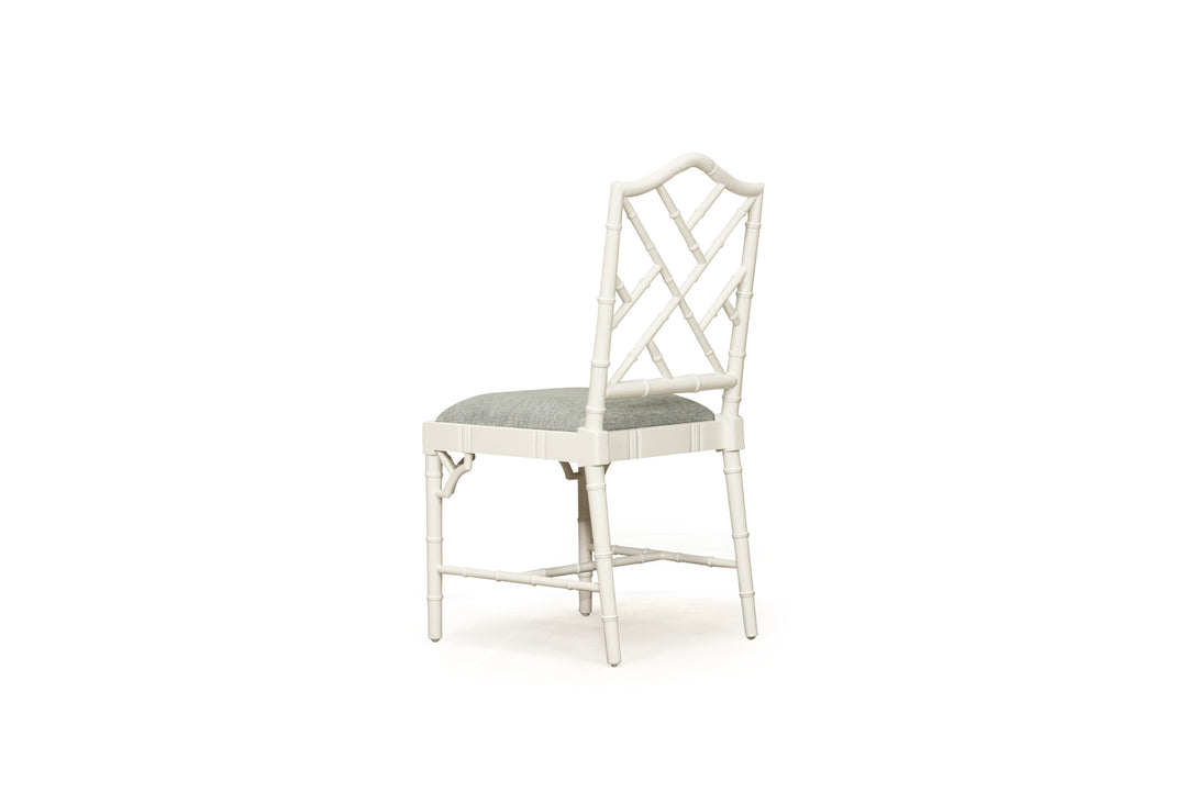 Cleveland Dining Chair - White with Duck Egg Fabric