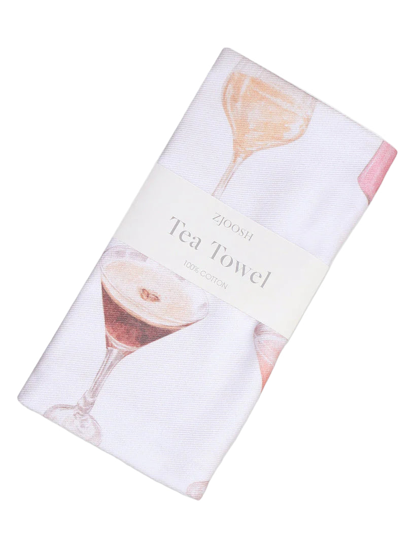 cotton tea towel with cocktail glass print