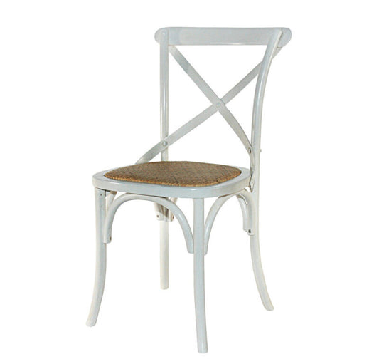 Cross Back Chair - Matt White - Rattan Seat