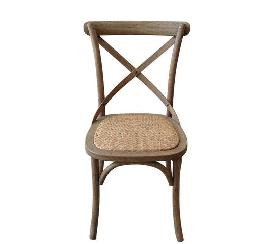 Cross Back Chair - Weathered Oak - Rattan Seat