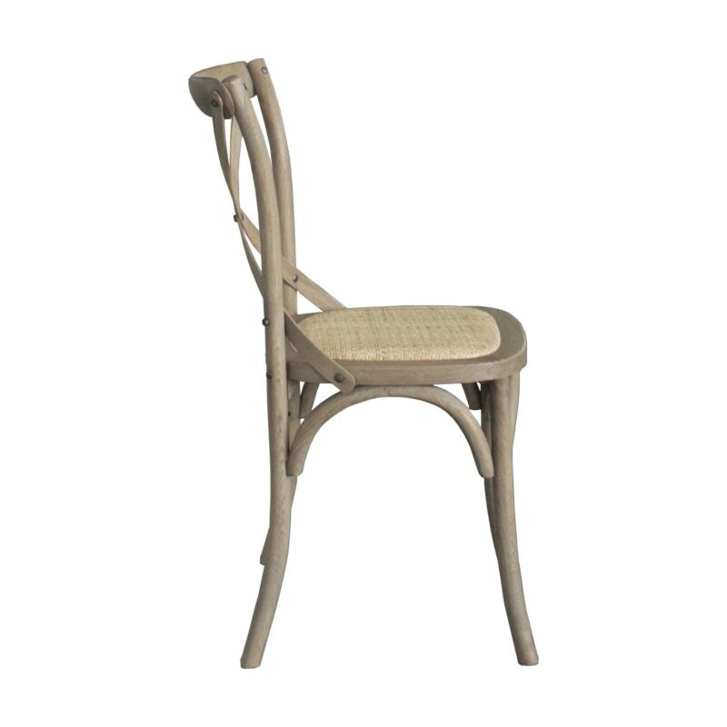 Cross Back Chair - Weathered Oak - Rattan Seat