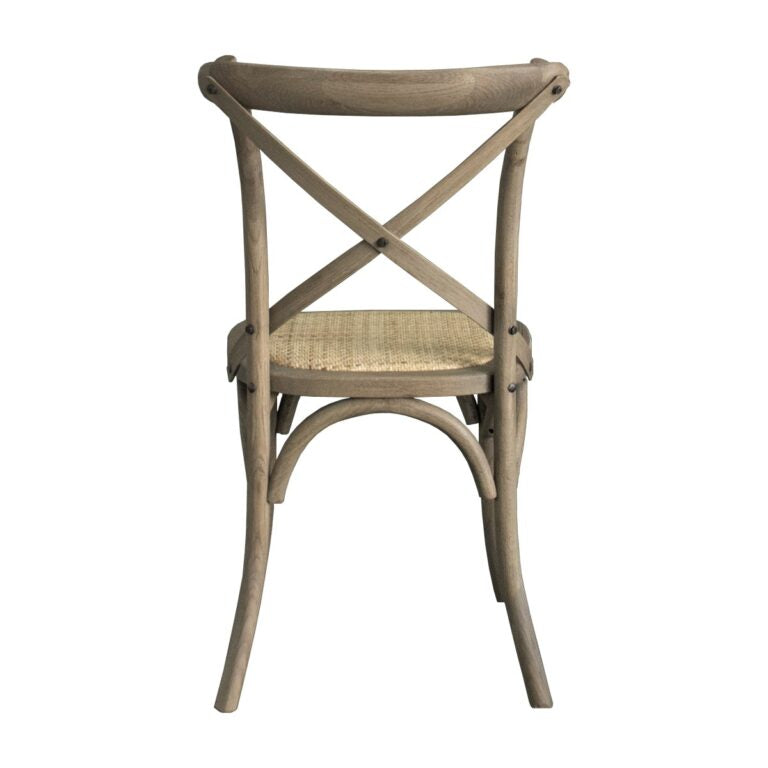 Cross Back Chair - Weathered Oak - Rattan Seat