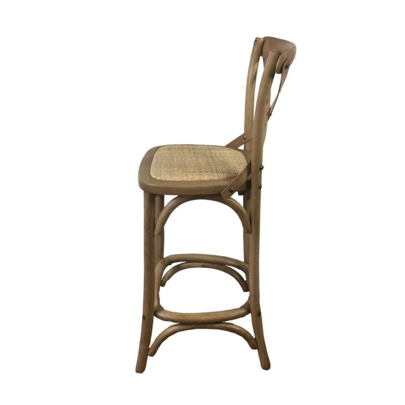 Cross Back Stool - Natural Oak - Rattan Seat