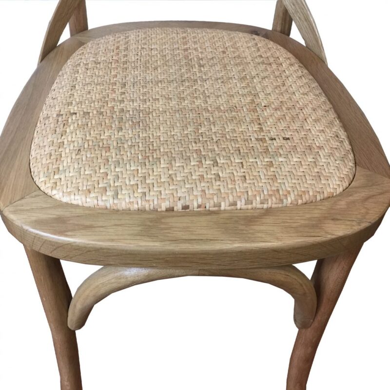 Cross Back Stool - Natural Oak - Rattan Seat