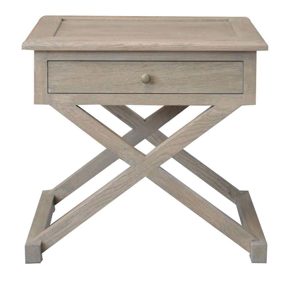 Levi Side Table - Weathered Oak - cross leg