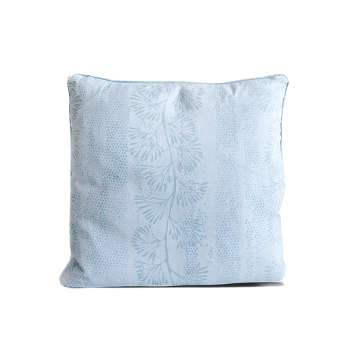 Piped Cushion - Tristana Touch Aqua Blue - Feather Insert