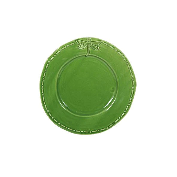 Dragonfly Stoneware Green Round Dinner Plate