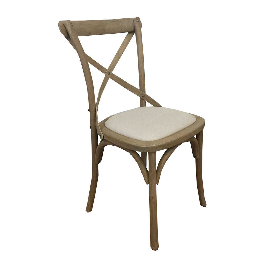Crossback Chair - Weathered Oak with Linen Seat