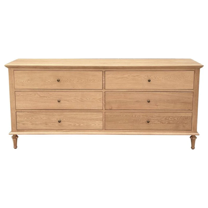 Emmerson 6 Drawers Dresser - Natural Oak - Round Knobs