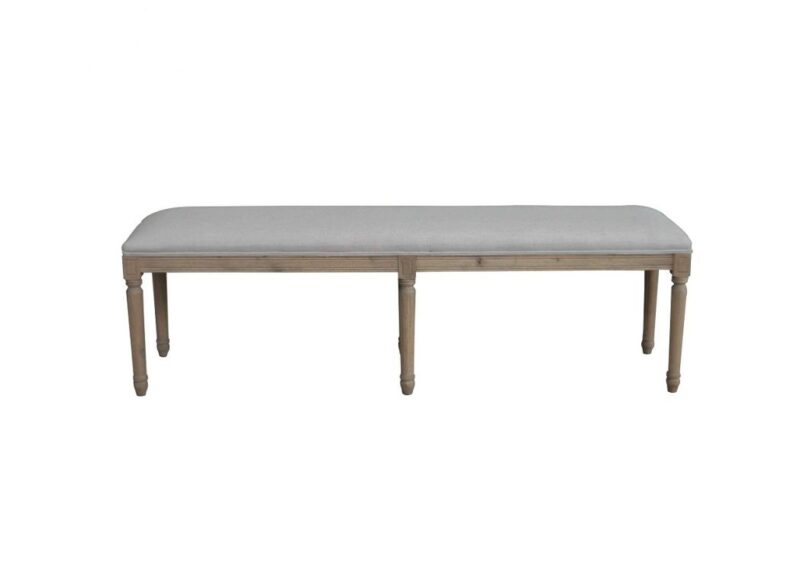Weathered oak bench oatmeal linen