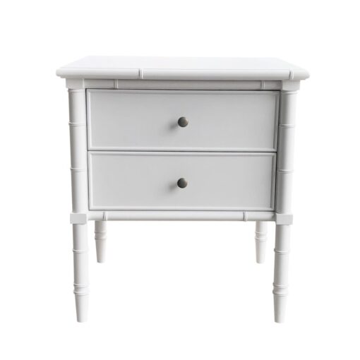 Erickson 2-drawer White Bedside faux bamboo