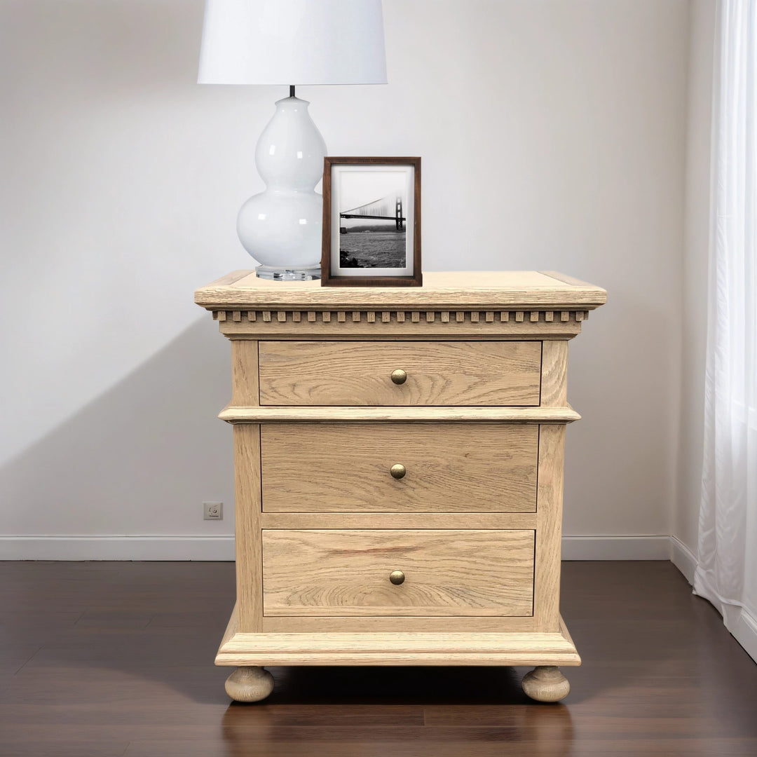 Frances Weathered Oak Bedside Table