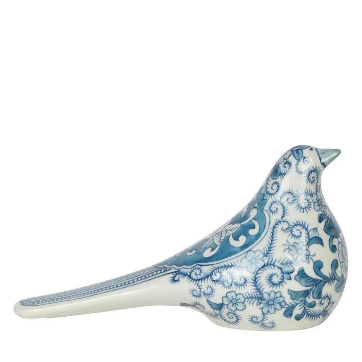 porcelain blue and white bird floral