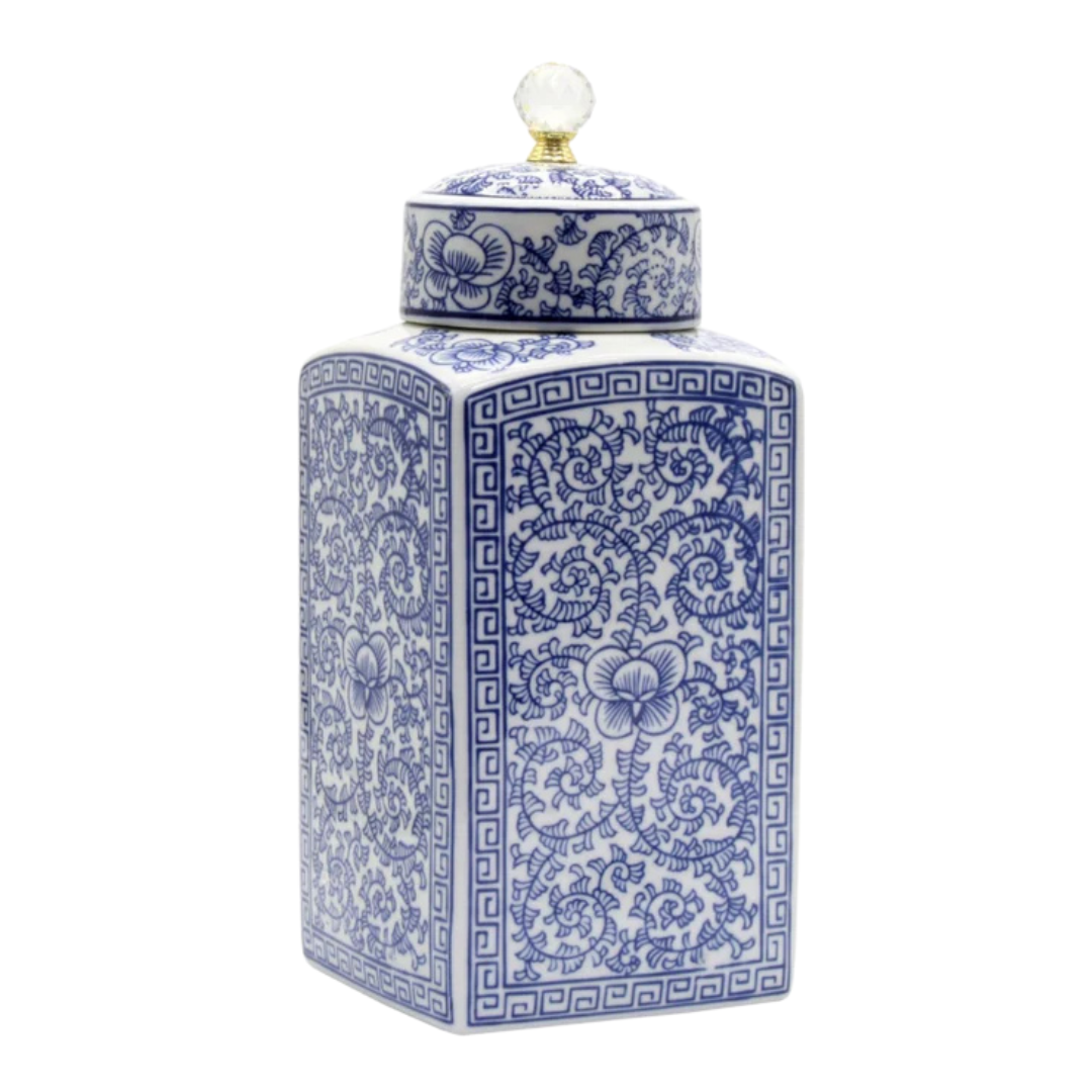 Floral Canister with Lid - Large