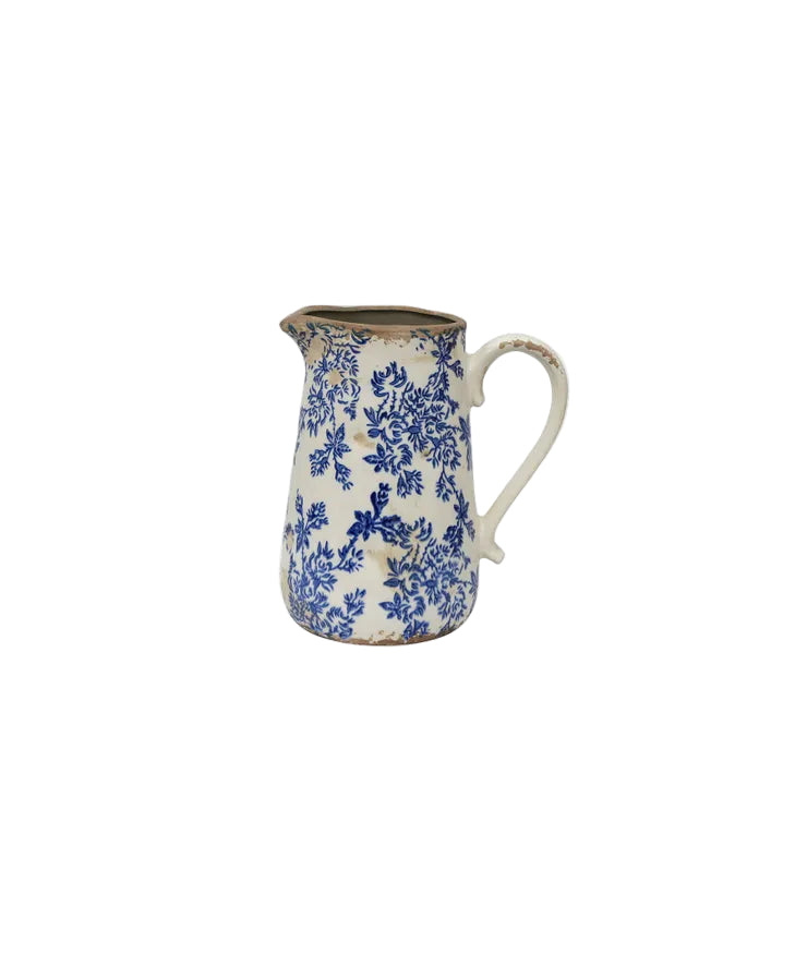 Floral Ceramic Country Jug blue and white