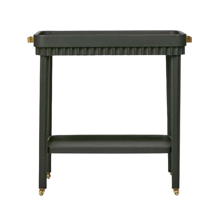 Fluted Black Oak Bar Cart