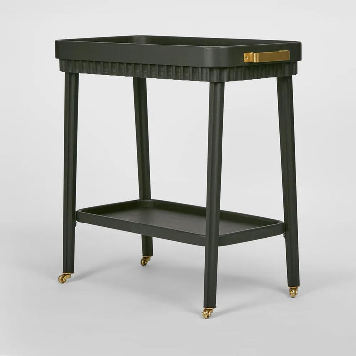 Fluted Black Oak Bar Cart