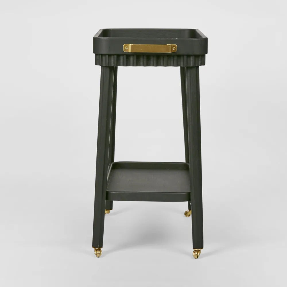 Fluted Black Oak Bar Cart