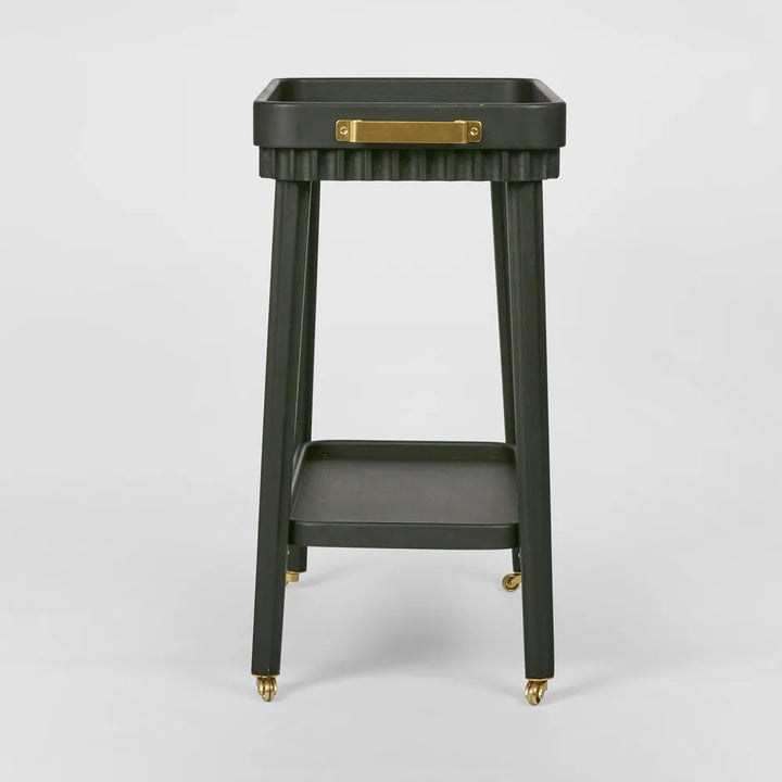 Fluted Black Oak Bar Cart