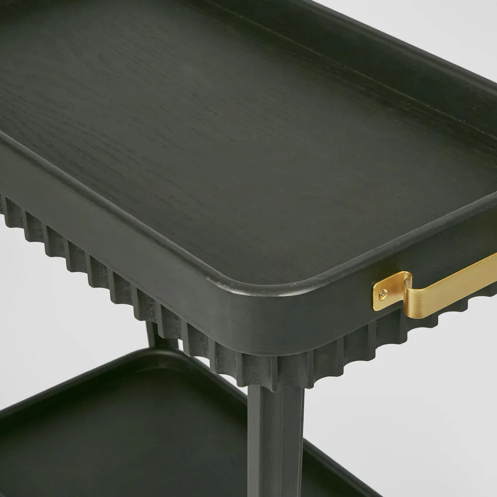 Fluted Black Oak Bar Cart