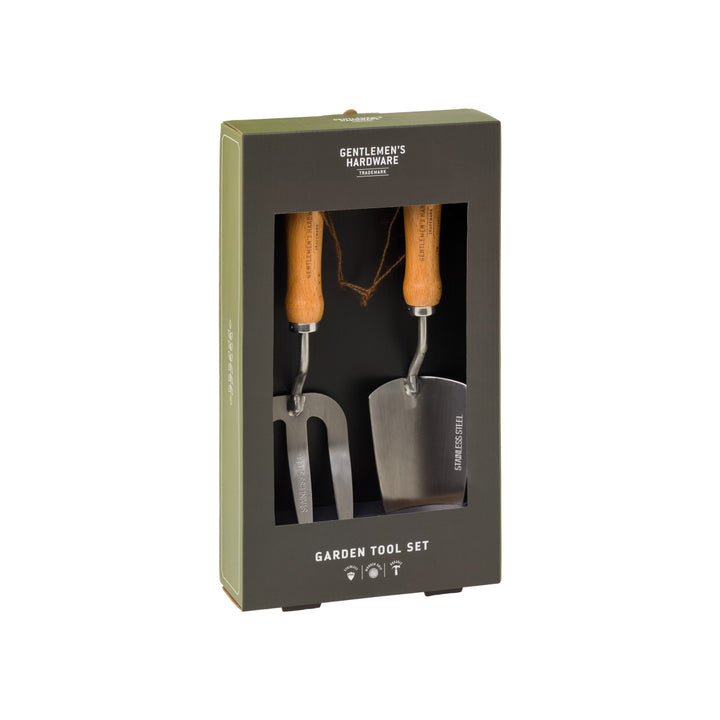 Fork and trowel set wooden handle stainless steel