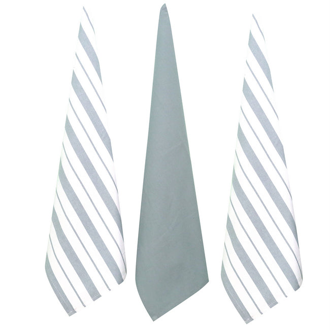 French Stripe Blue Tea Towel - Pack 3