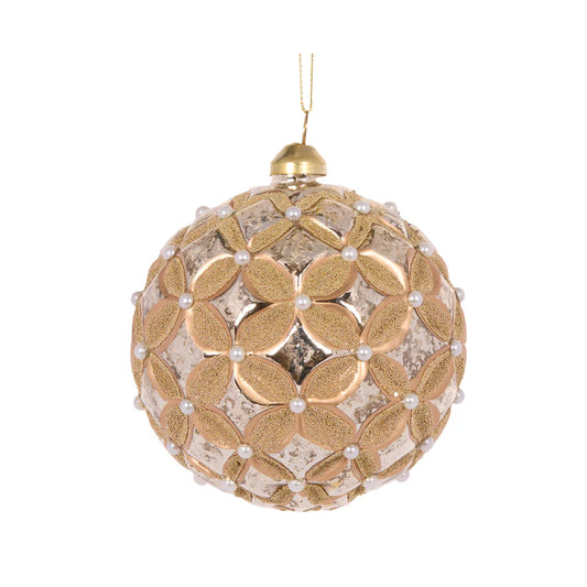 Gold Quilted Pearl Bauble