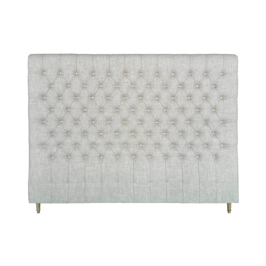 Chesterfield Fabric Panel Headboard - King - Natural Linen