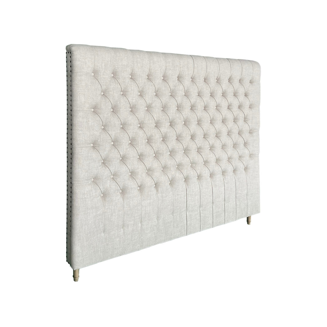 Chesterfield Fabric Panel Headboard - King - Natural Linen