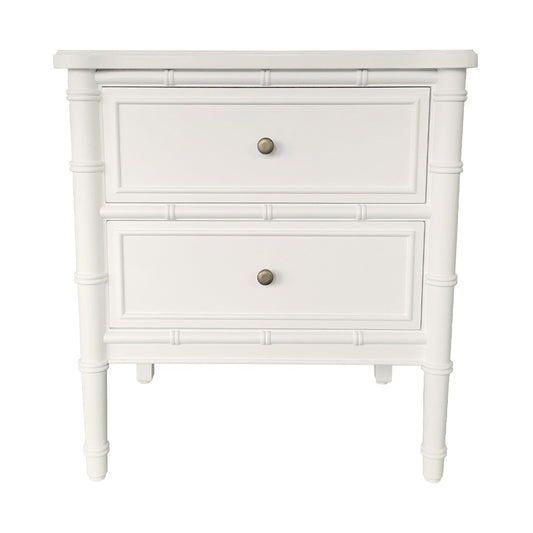 Faux Bamboo White Side Table