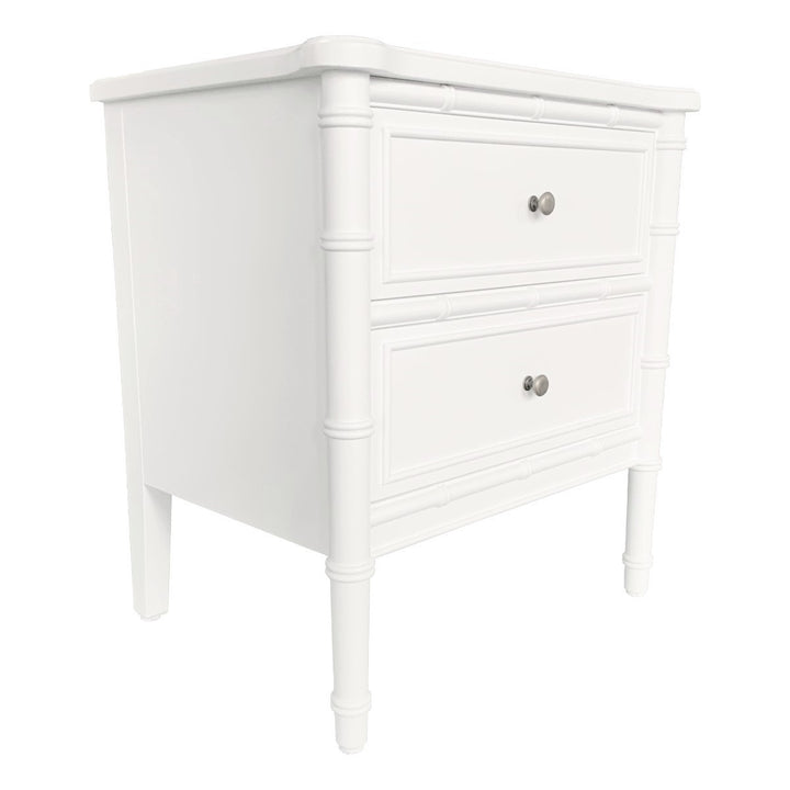Faux Bamboo White Side Table