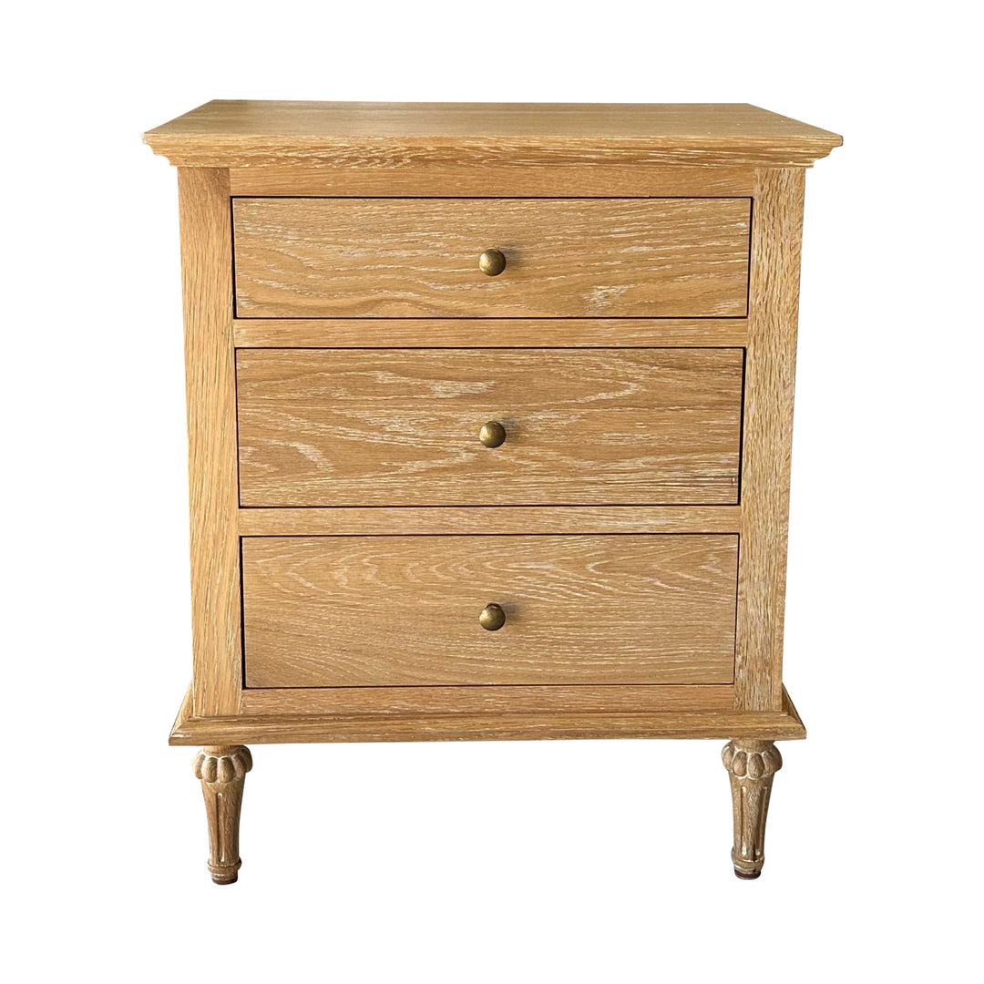 Emmerson Side Table - Medium - Whitewashed Oak - three draw