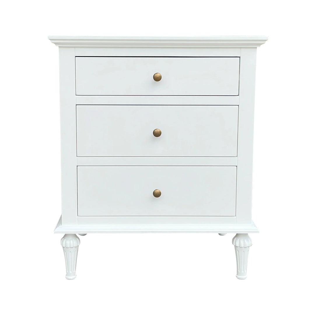 Emmerson Side Table - Medium - White - three drw