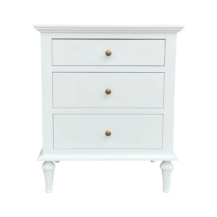 Emmerson Side Table - Medium - White - three drw