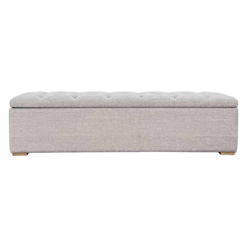 Button tufted top Chelsea Trunk Grey Linen