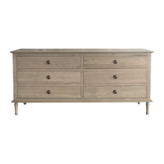 Emmerson 6 Drawers Dresser - Weathered Oak - Brass Handles