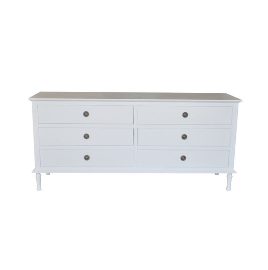 Emmerson 6 Drawers Dresser - White - Brass Handles