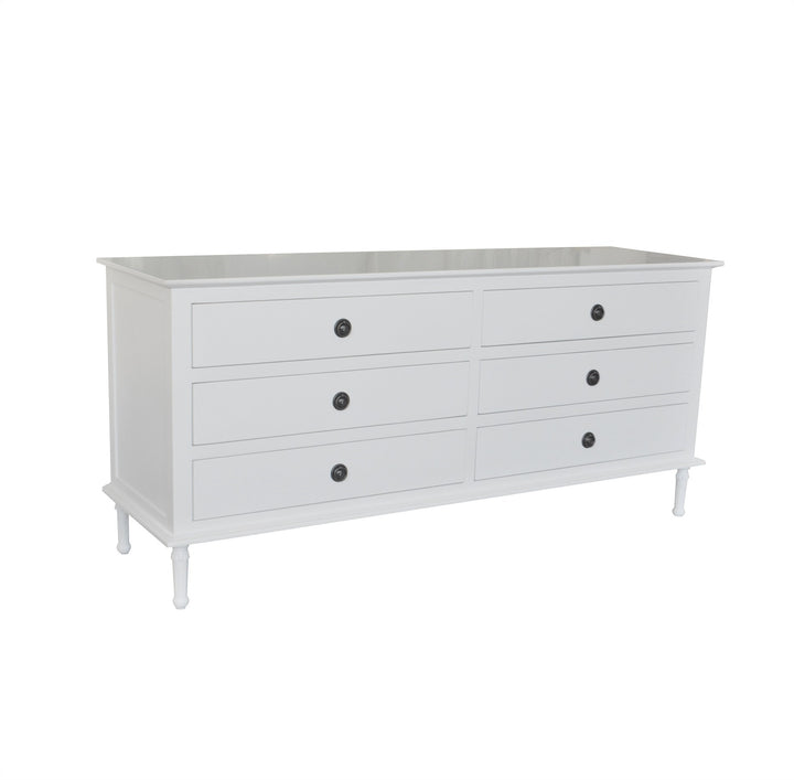 Emmerson 6 Drawers Dresser - White - Brass Handles