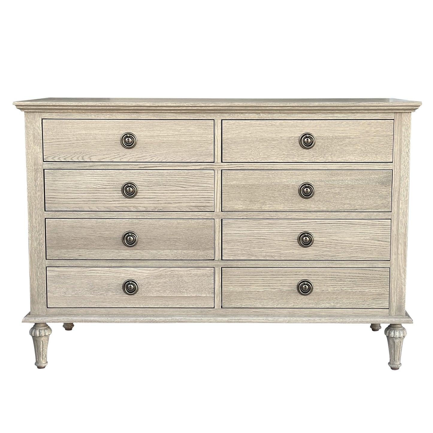 Emmerson 8 Drawers Dresser - Weathered Oak - Brass Handles