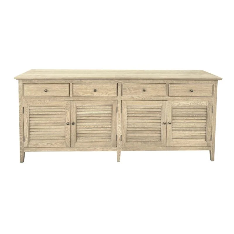 Hampton Louvre Sideboard - Weathered Oak 4 doors and 4 draws
